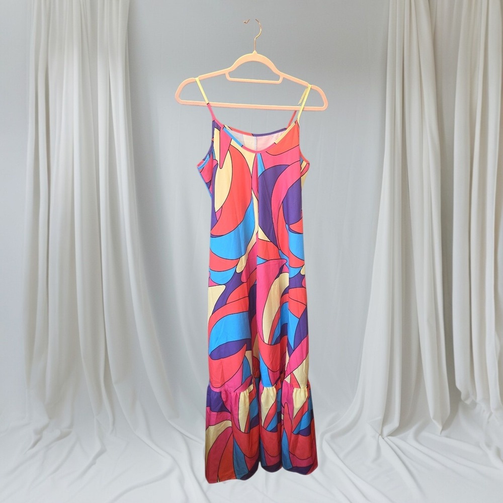 Abstract Multicolor Maxi Dress | Size Medium